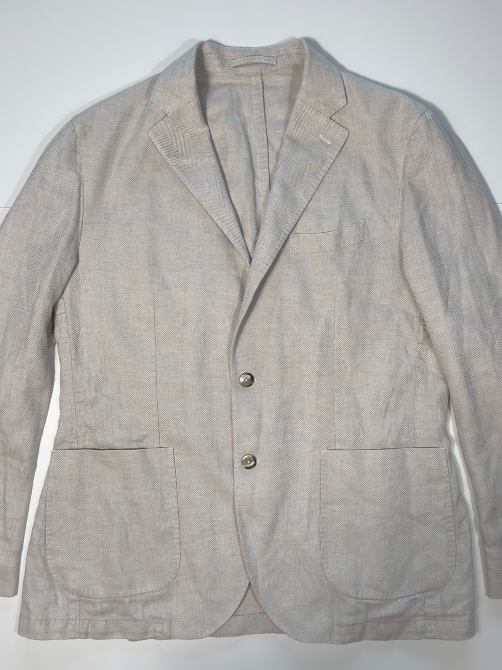 LBM 1911 Men's Single Breasted Sport Coat Blazer SZ 56R Beige Linen Cotton